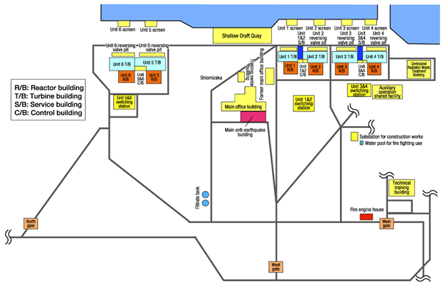 Site Map of the Fukushima Daiichi Nuclear Power Station