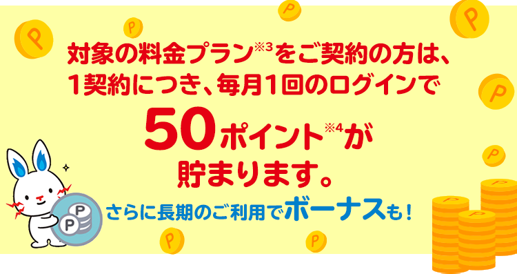 毎月1回以上 「くらしTEPCO web」にログインすると 50ポイント※プレゼント！ 今すぐログイン！