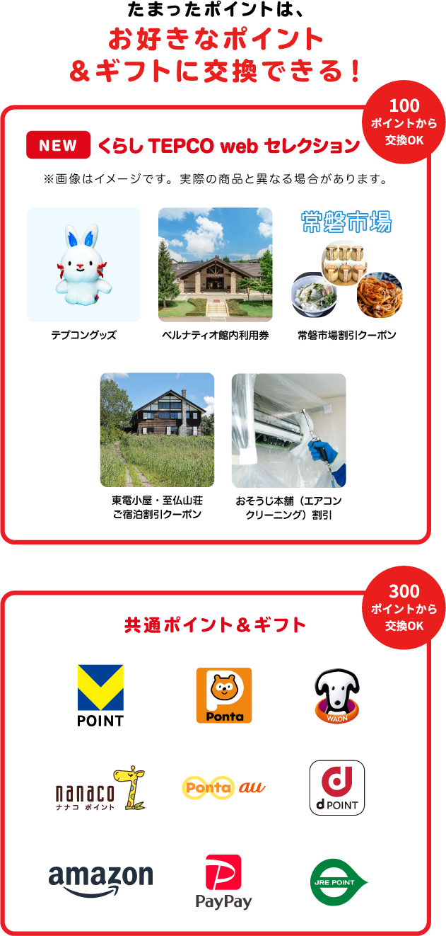 貯まったポイントは、下記に交換でき、１ポイント（=1円相当）からご利用になれます。