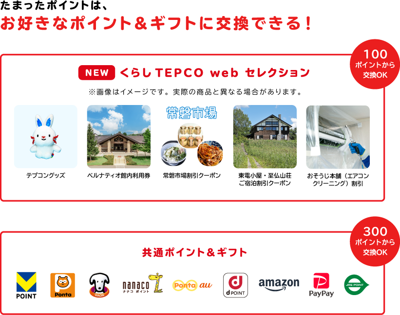 貯まったポイントは、下記に交換でき、１ポイント（=1円相当）からご利用になれます。