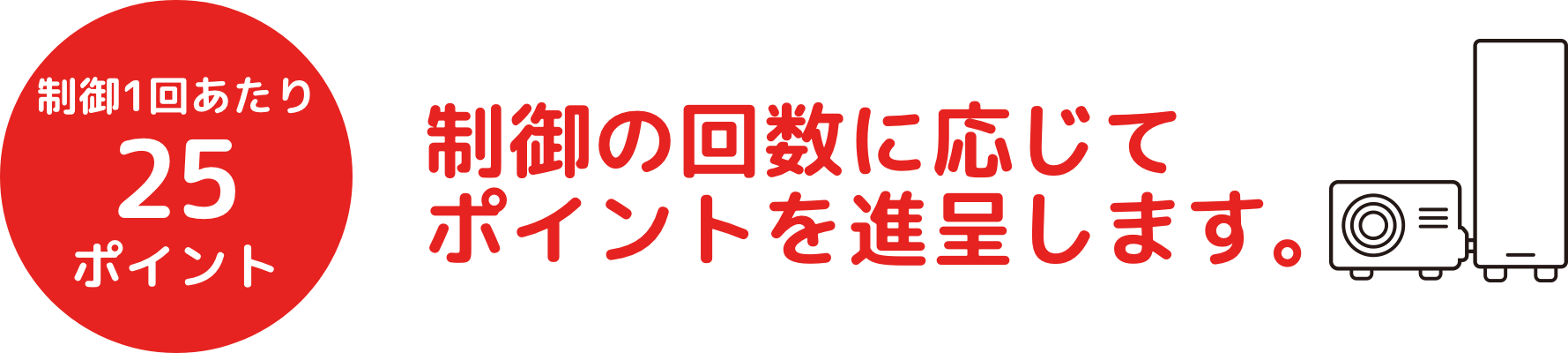 制御1回あたり25ポイント 制御の回数に応じてポイントを進呈します。