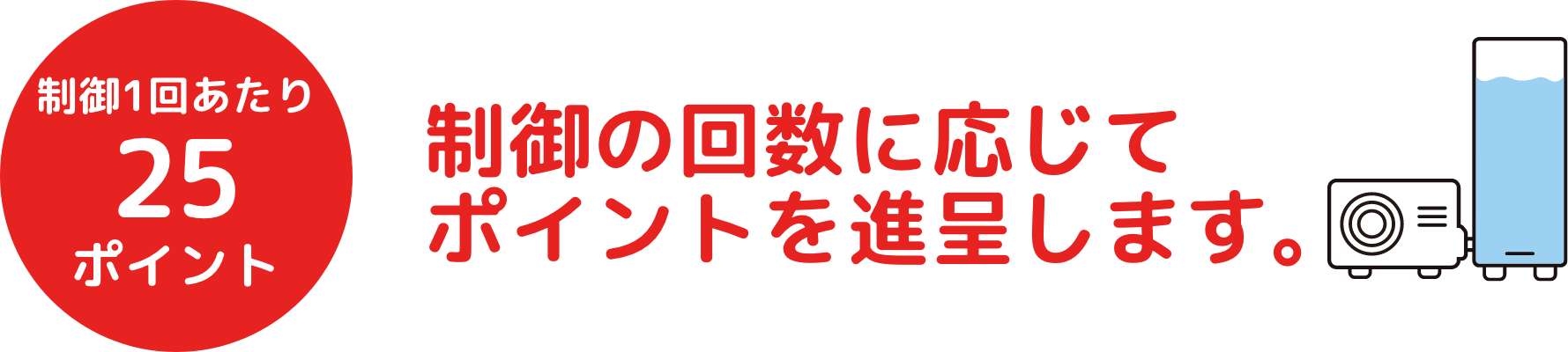 制御1回あたり25ポイント 制御の回数に応じてポイントを進呈します。