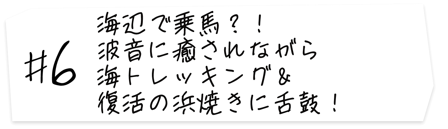 #6 海辺で乗馬？！波音に癒されながら海トレッキング＆復活の浜焼きに舌鼓！